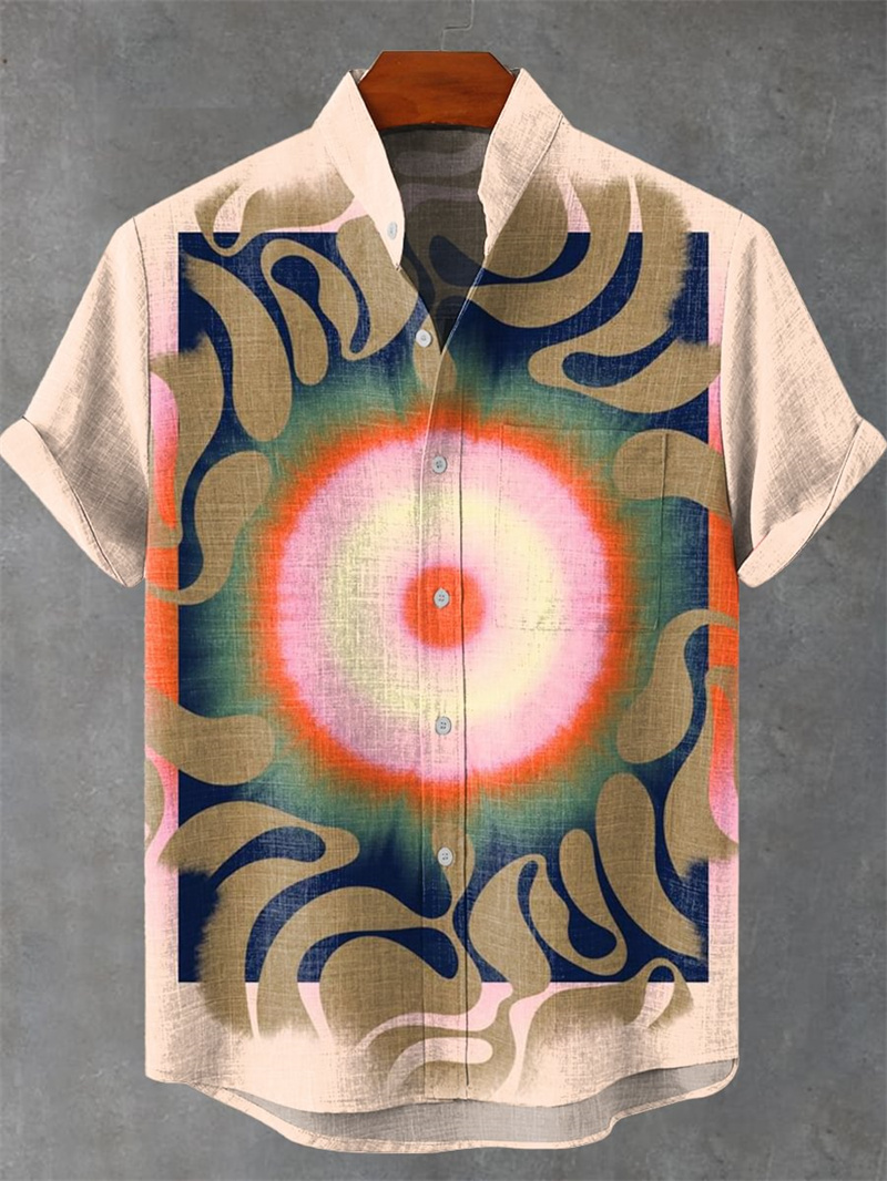 Vintage Collectible Shop - Men's Short Sleeve Linen Shirt Vintage