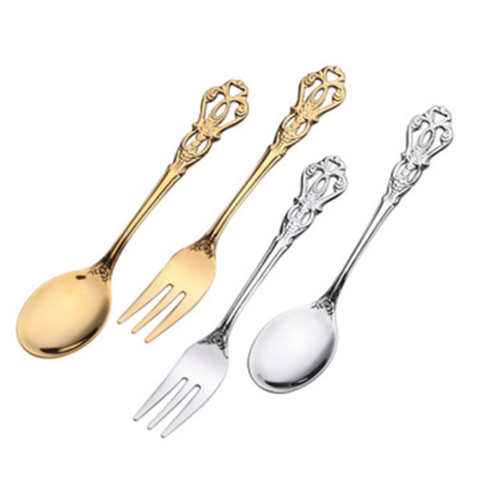 Vintage Collectible Spoons - 1 Pair Vintage Gold Spoon Fork