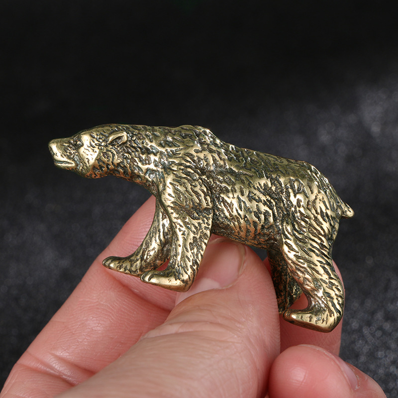 Vintage Collectible Bears - Vintage Chinese Solid Brass Bear Statue,
