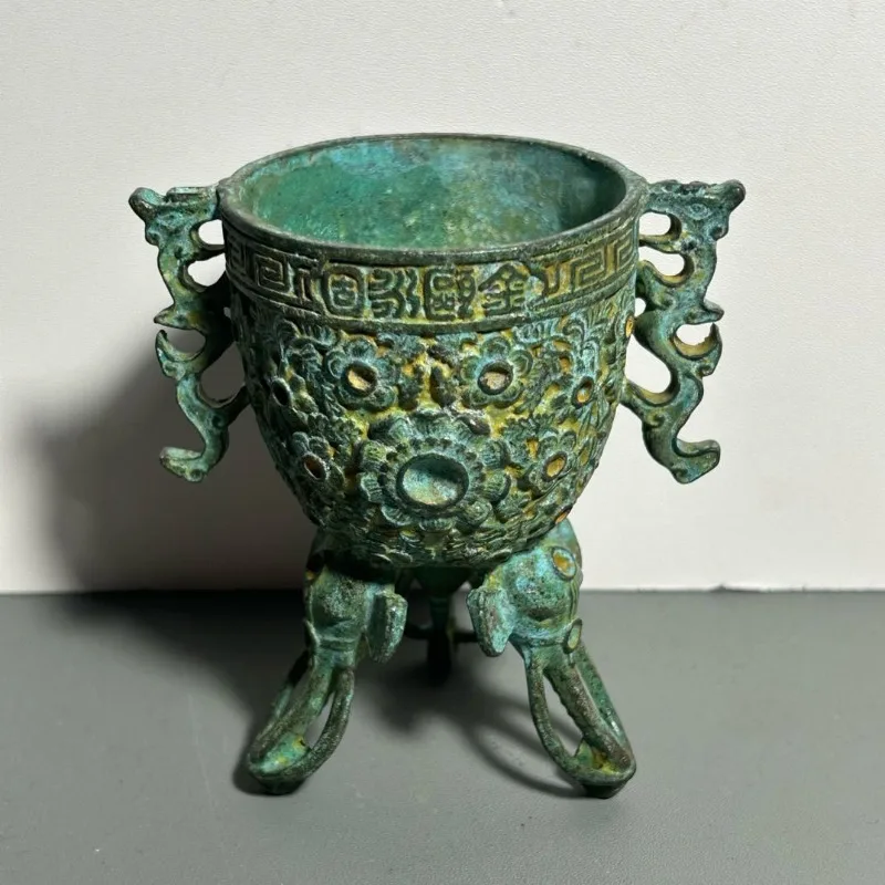 Antique Bronze Ritual Cup Doub - Collectible Vintage Wine ulasan dan harga