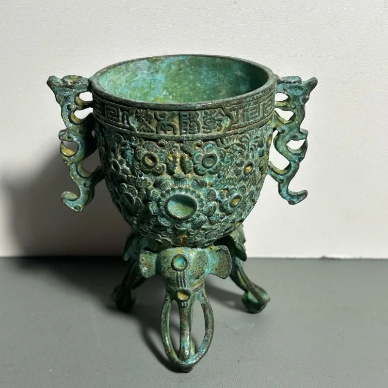 Antique Bronze Ritual Cup Doub - Collectible Vintage Wine ulasan dan harga