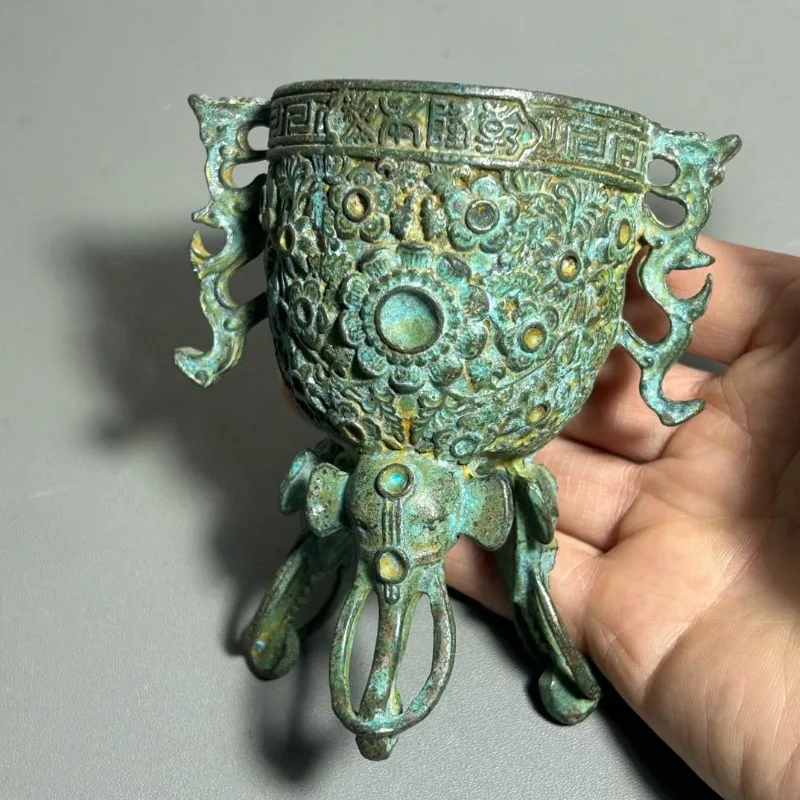 Antique Bronze Ritual Cup Doub - Collectible Vintage Wine ulasan dan harga