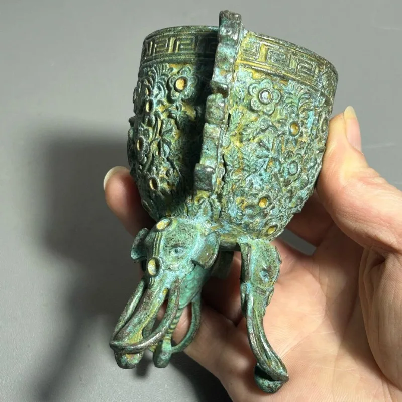 Antique Bronze Ritual Cup Doub - Collectible Vintage Wine ulasan dan harga