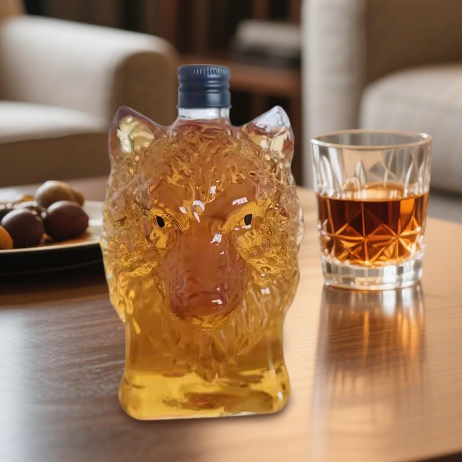Whiskey Bottle Wolf Shape Wine - Collectible Vintage Wine ulasan dan harga