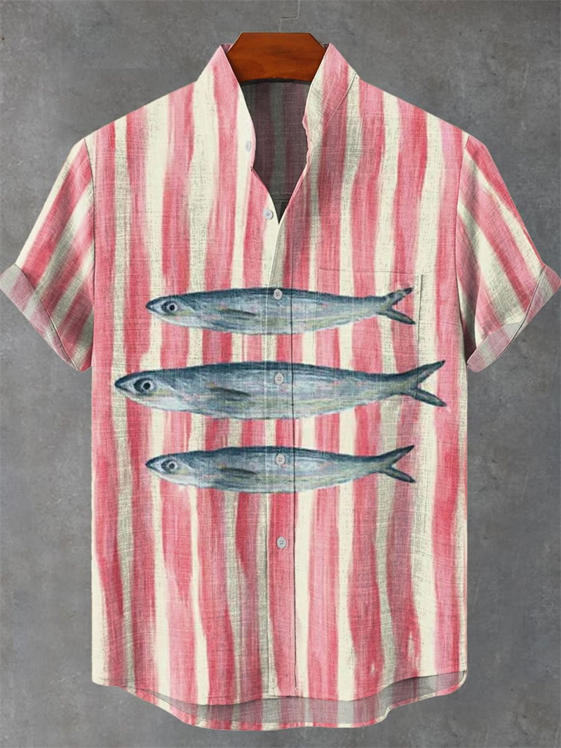 Men's Short Sleeve Linen Shirt - Vintage Collectible Shop ulasan dan harga