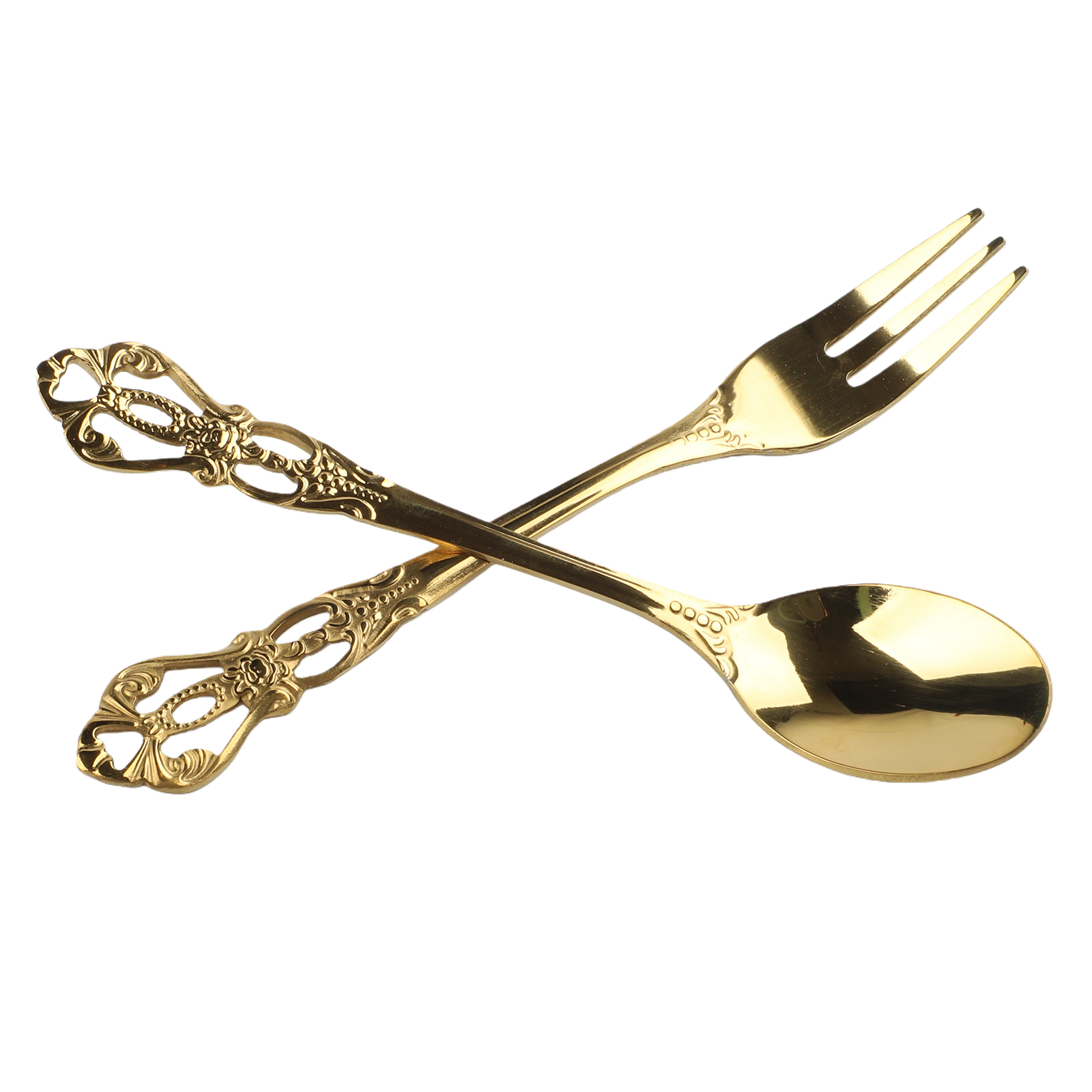 1 Pair Vintage Gold Spoon Fork - Vintage Collectible Spoons ulasan dan harga