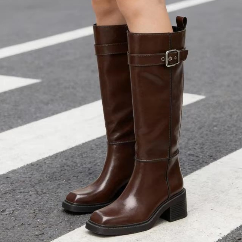 British Style Brown Knee Boots - Vintage Zipper ulasan dan harga