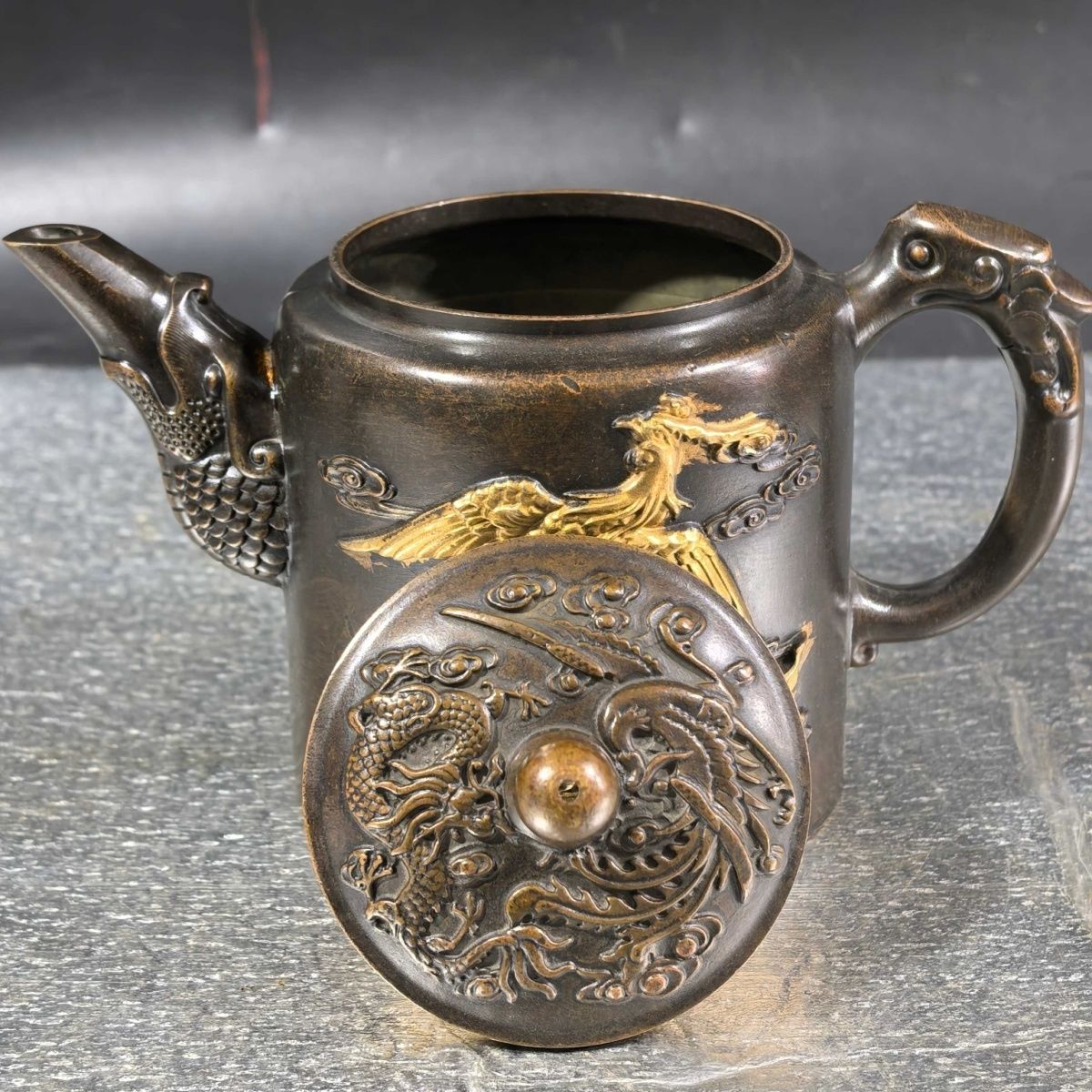 Vintage Gilt Brass Dragon & Ph - Collectible Vintage Wine ulasan dan harga