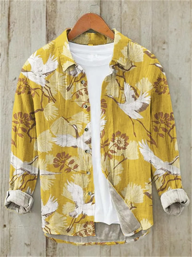 Men's Fish Printed Linen Long  - Vintage Collectible Shop ulasan dan harga